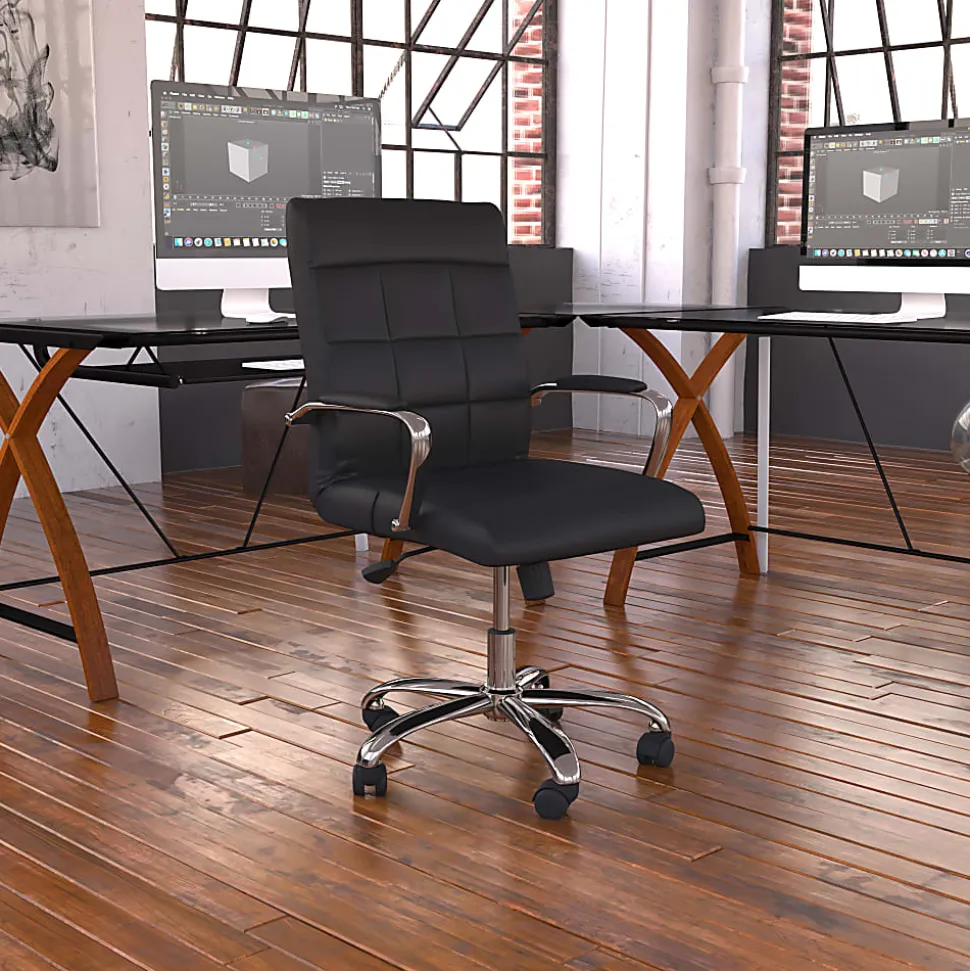 Flash Furniture Vinyl Mid-Back Executive Office Chair, Black