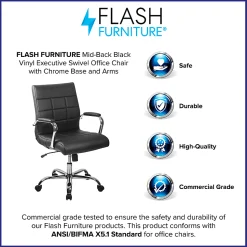 Flash Furniture Vinyl Mid-Back Executive Office Chair, Black