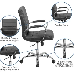 Flash Furniture Vinyl Mid-Back Executive Office Chair, Black