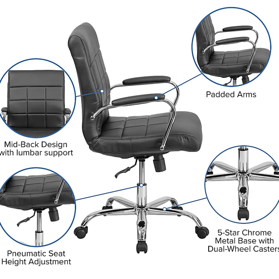 Flash Furniture Vinyl Mid-Back Executive Office Chair, Black