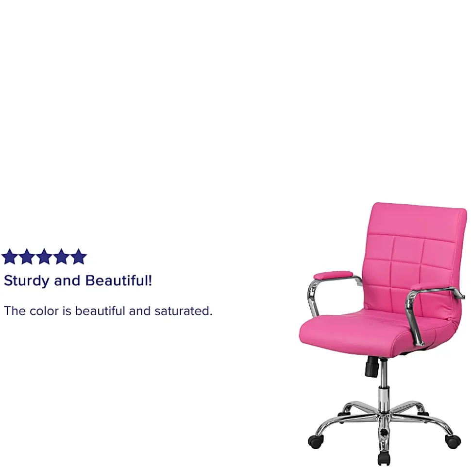 Flash Furniture Vinyl Mid-Back Executive Office Chair, Pink