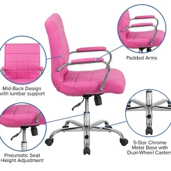 Flash Furniture Vinyl Mid-Back Executive Office Chair, Pink