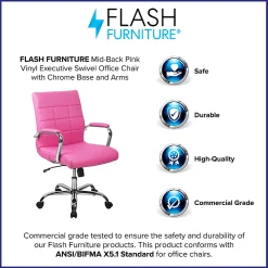 Flash Furniture Vinyl Mid-Back Executive Office Chair, Pink