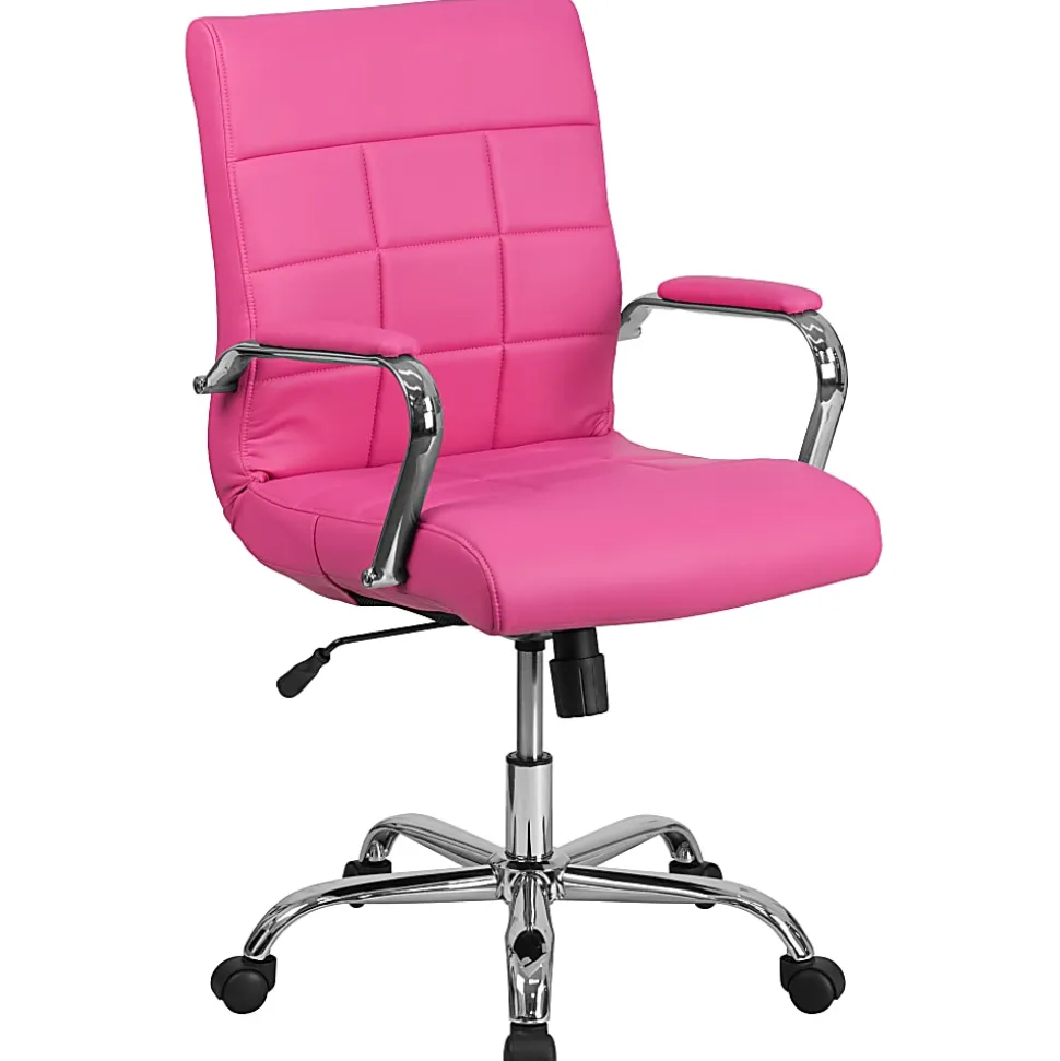 Flash Furniture Vinyl Mid-Back Executive Office Chair, Pink