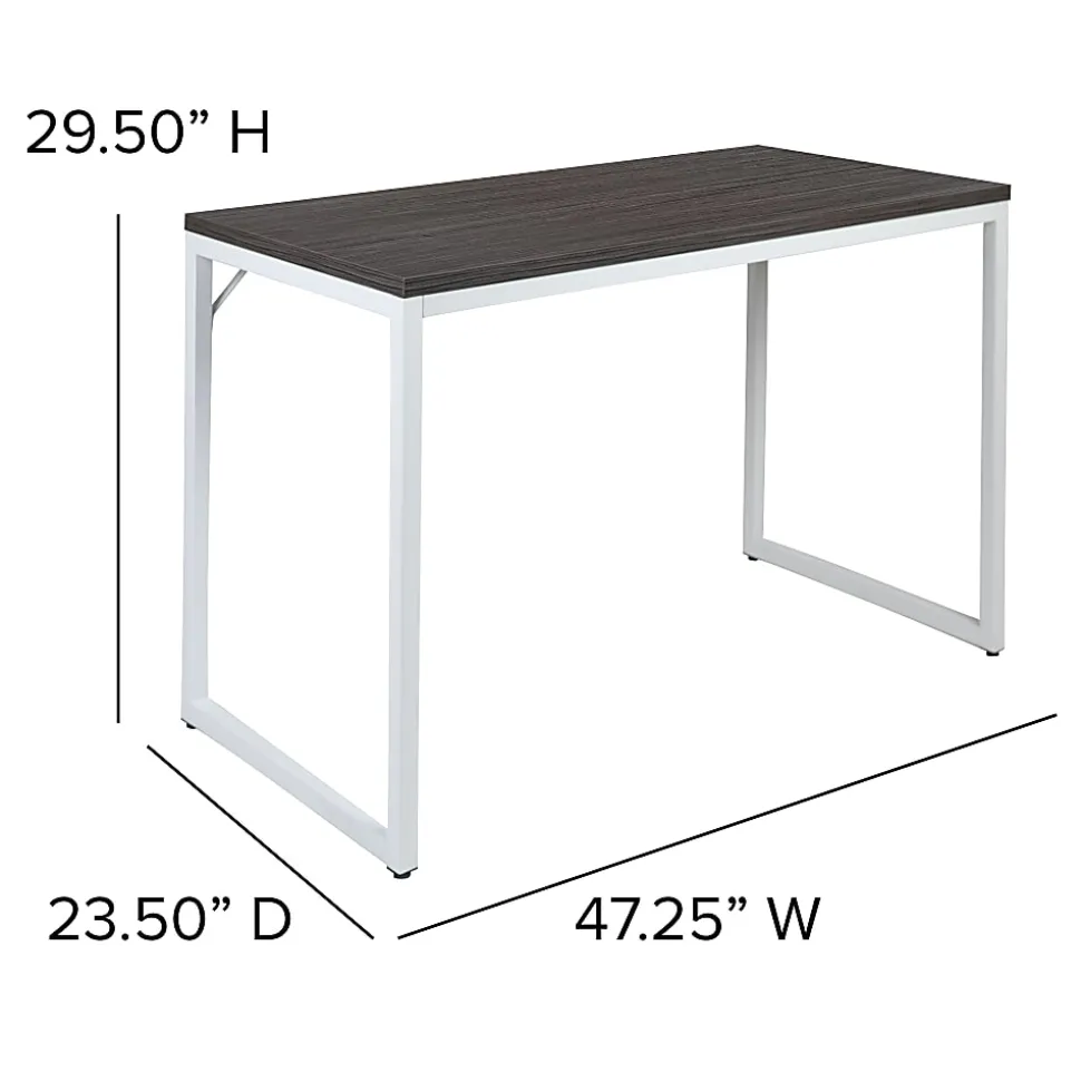 Flash Furniture 48"W Commercial-Grade Industrial Office Computer Desk, Rustic Gray/White