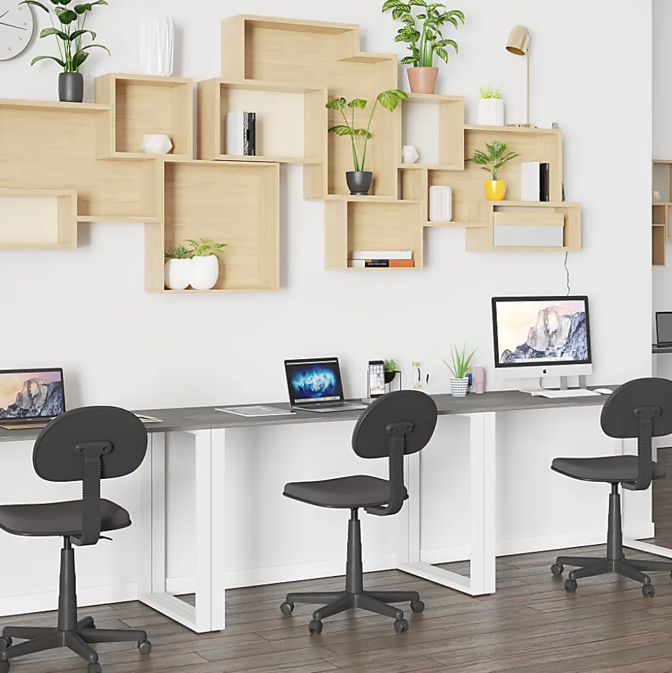 Flash Furniture 48"W Commercial-Grade Industrial Office Computer Desk, Rustic Gray/White