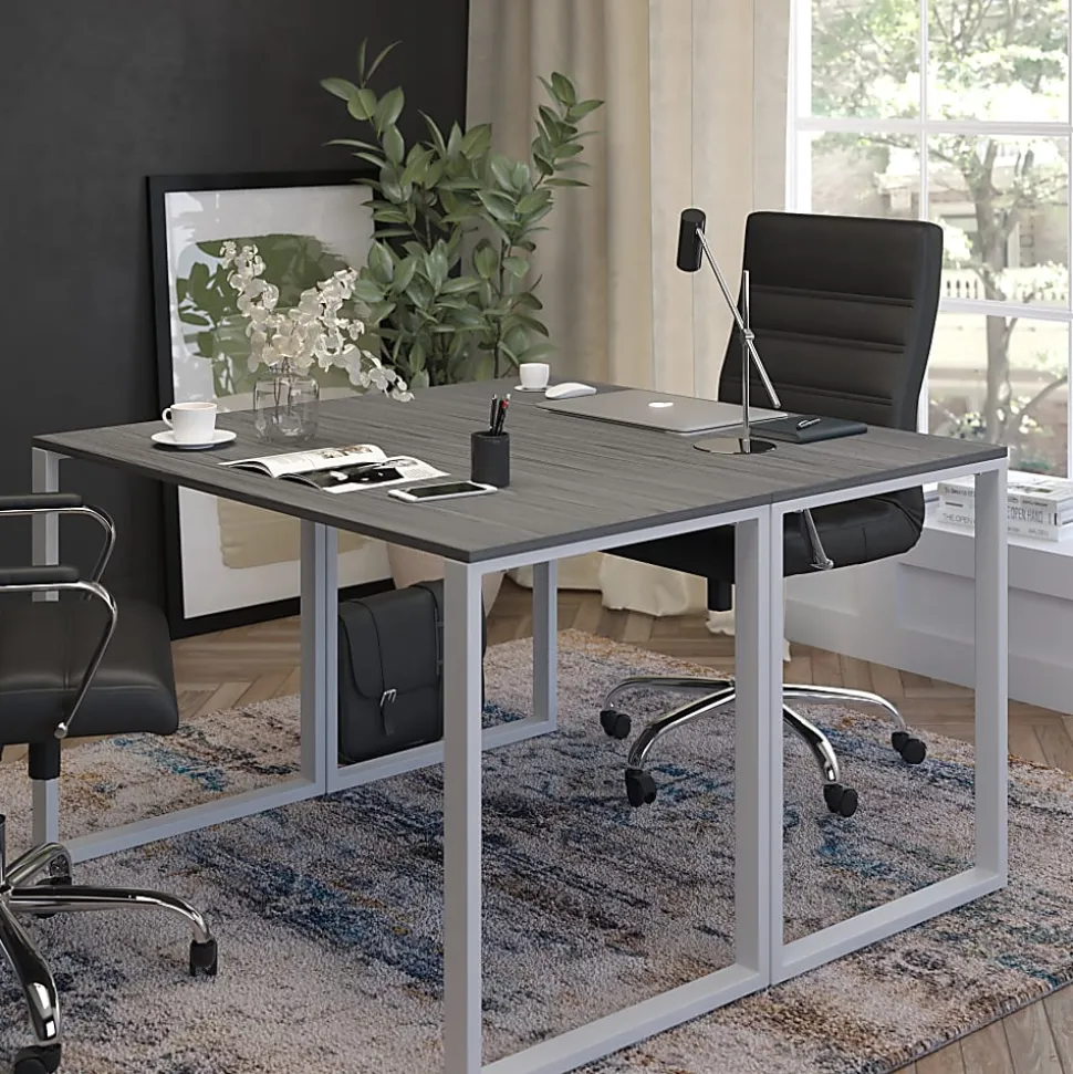 Flash Furniture 48"W Commercial-Grade Industrial Office Computer Desk, Rustic Gray/White