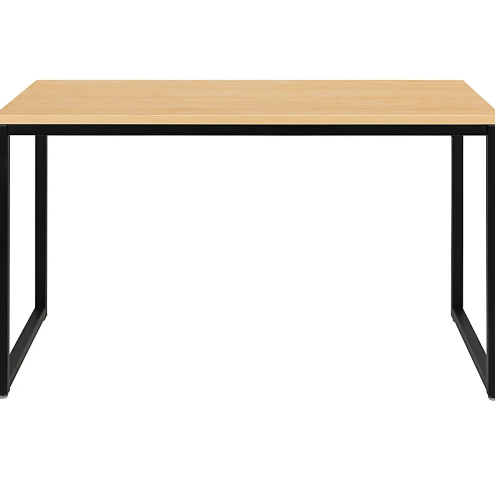 Flash Furniture 48"W Commercial-Grade Industrial Office Computer Desk, Maple/Black