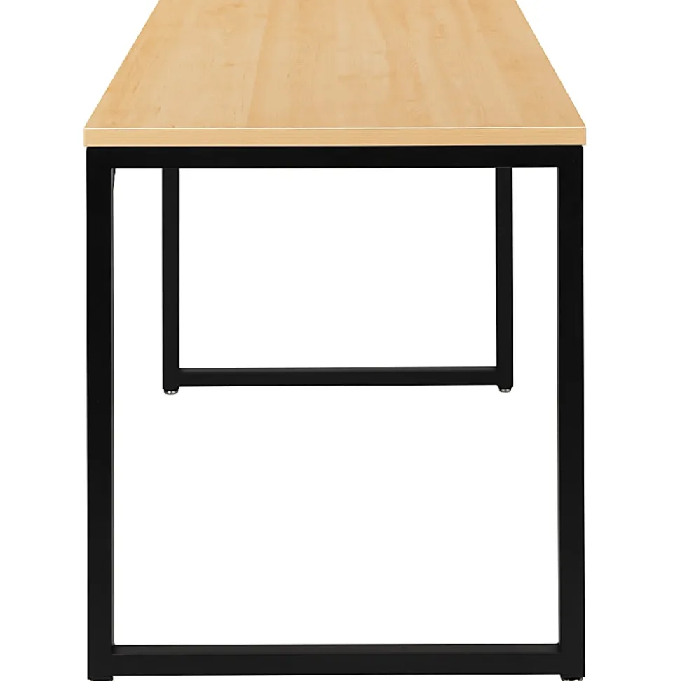 Flash Furniture 48"W Commercial-Grade Industrial Office Computer Desk, Maple/Black
