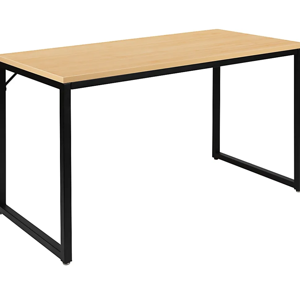 Flash Furniture 48"W Commercial-Grade Industrial Office Computer Desk, Maple/Black