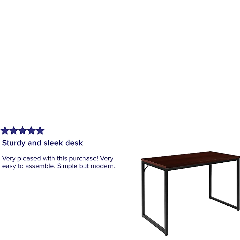 Flash Furniture 48"W Commercial-Grade Industrial Office Computer Desk, Mahogany
