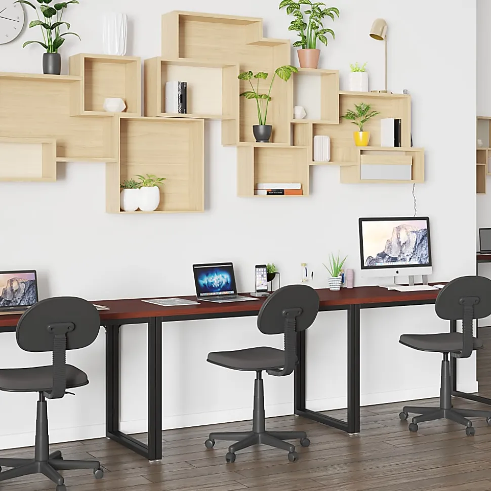 Flash Furniture 48"W Commercial-Grade Industrial Office Computer Desk, Mahogany