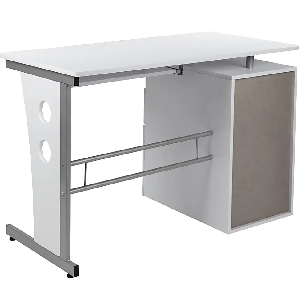 Flash Furniture 48"W Computer Desk With 3-Drawer Single Pedestal, White