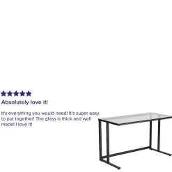 Flash Furniture 48"W Contemporary Glass Pedestal Frame Computer Desk, Black/Clear