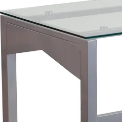 Flash Furniture 48"W Contemporary Glass Computer Desk, Clear/Silver