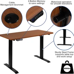 Flash Furniture 48"W Electric Height-Adjustable Standing Computer Desk, Mahogany