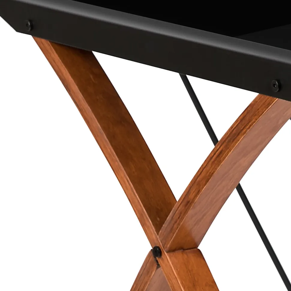 Flash Furniture 36"W Glass Computer Desk With Crisscross Frame, Black