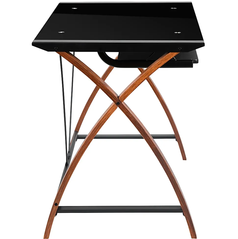 Flash Furniture 36"W Glass Computer Desk With Crisscross Frame, Black