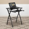 Flash Furniture 24"W Glass Computer Desk With Pull-Out Keyboard Tray, Black