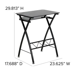 Flash Furniture 24"W Glass Computer Desk With Pull-Out Keyboard Tray, Black