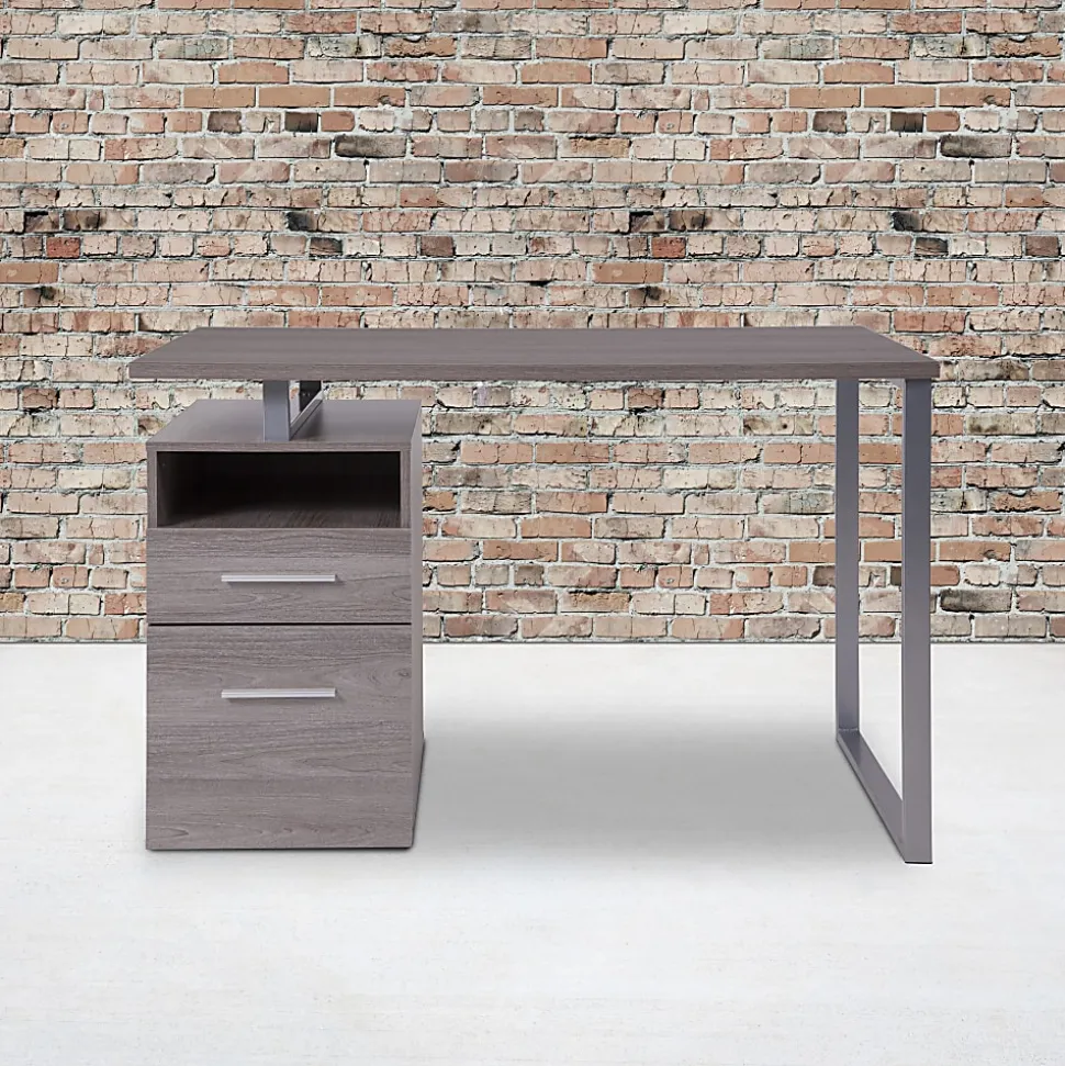 Flash Furniture 47"W Harwood Computer Desk, Light Ash