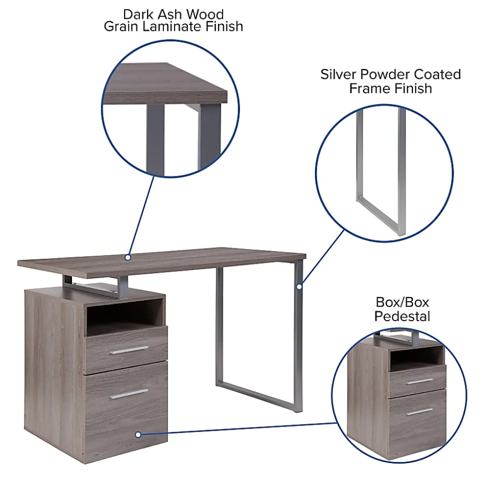 Flash Furniture 47"W Harwood Computer Desk, Light Ash