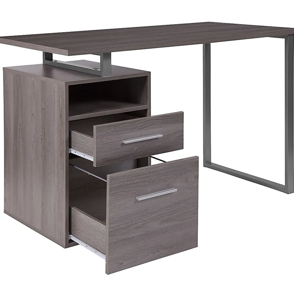 Flash Furniture 47"W Harwood Computer Desk, Light Ash