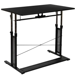 Flash Furniture 40"W Height-Adjustable Sit-To-Stand Home Office Desk, Black