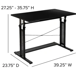 Flash Furniture 40"W Height-Adjustable Sit-To-Stand Home Office Desk, Black