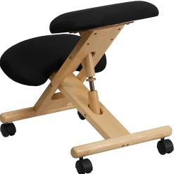 Flash Furniture Wood Mobile Ergonomic Kneeling Chair, Black/Brown