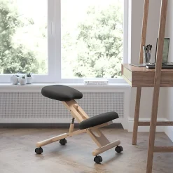 Flash Furniture Wood Mobile Ergonomic Kneeling Chair, Black/Brown