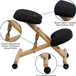 Flash Furniture Wood Mobile Ergonomic Kneeling Chair, Black/Brown