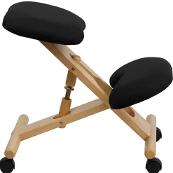 Flash Furniture Wood Mobile Ergonomic Kneeling Chair, Black/Brown