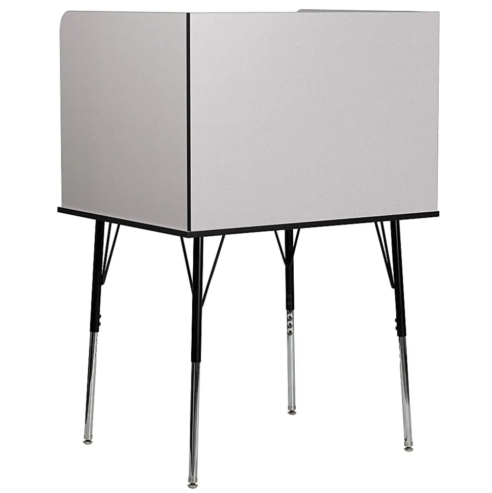Flash Furniture 36"W Student Desk/Carrel With Top Shelf, Nebula Gray