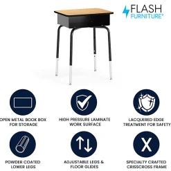 Flash Furniture 24"W Student Desk, Natural