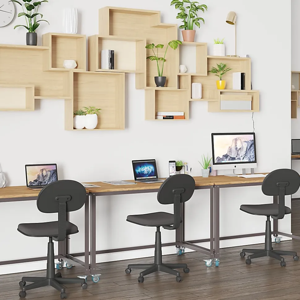 Flash Furniture 47-1/4"W Wheeled Computer Table, Brown Oak/Black