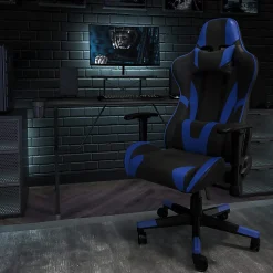 Flash Furniture X20 Ergonomic LeatherSoft High-Back Racing Gaming Chair, Blue