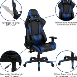 Flash Furniture X20 Ergonomic LeatherSoft High-Back Racing Gaming Chair, Blue