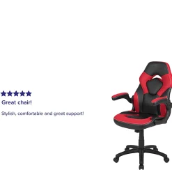 Flash Furniture X10 Ergonomic LeatherSoft™ Faux Leather High-Back Racing Gaming Chair With Flip-Up Arms, Red/Black