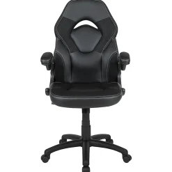 Flash Furniture X10 Ergonomic LeatherSoft™ Faux Leather High-Back Racing Gaming Chair With Flip-Up Arms, Black