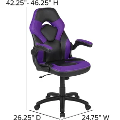 Flash Furniture X10 Ergonomic LeatherSoft High-Back Racing Gaming Chair, Purple/Black