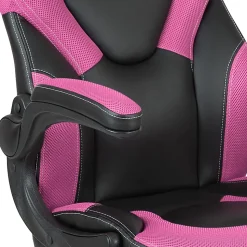 Flash Furniture X10 Ergonomic LeatherSoft™ Faux Leather High-Back Racing Gaming Chair With Flip-Up Arms, Pink/Black