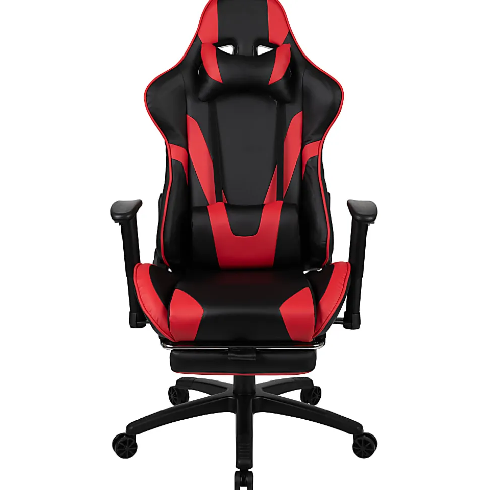 Flash Furniture X30 Ergonomic LeatherSoft™ Faux Leather Gaming Racing Chair, Red/Black
