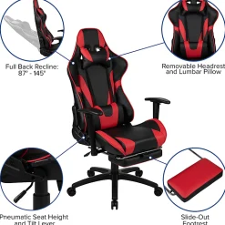 Flash Furniture X30 Ergonomic LeatherSoft™ Faux Leather Gaming Racing Chair, Red/Black