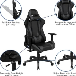 Flash Furniture X20 Ergonomic LeatherSoft High-Back Racing Gaming Chair, Gray
