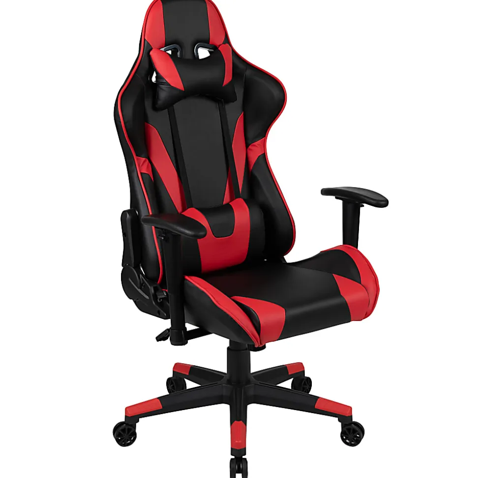 Flash Furniture X20 Ergonomic LeatherSoft™ Faux Leather High-Back Racing Gaming Chair, Red/Black