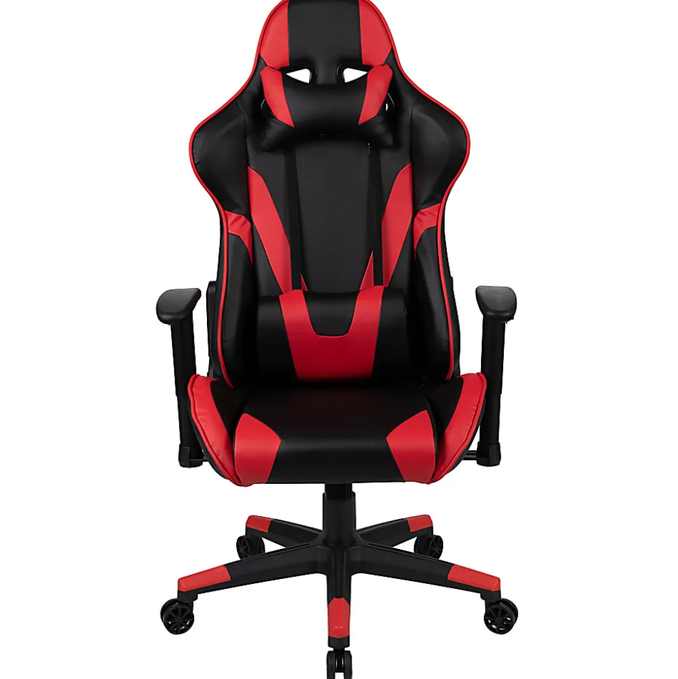 Flash Furniture X20 Ergonomic LeatherSoft™ Faux Leather High-Back Racing Gaming Chair, Red/Black