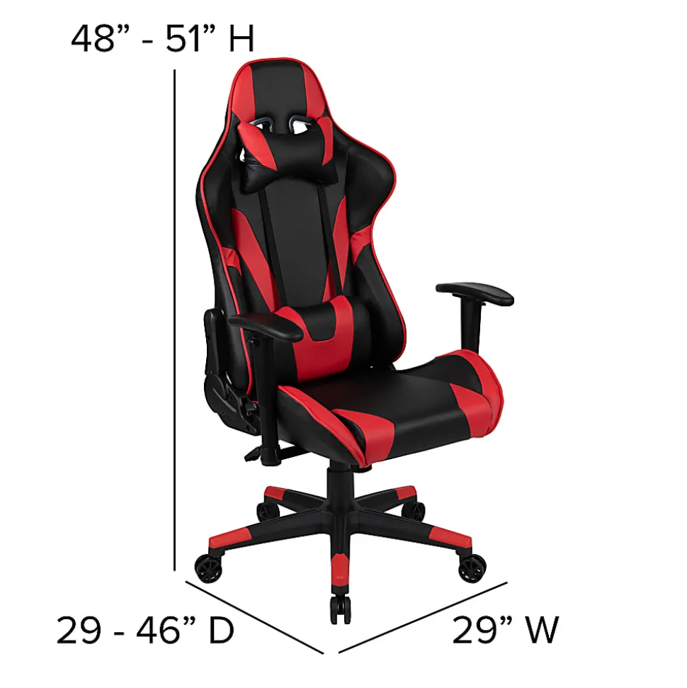 Flash Furniture X20 Ergonomic LeatherSoft™ Faux Leather High-Back Racing Gaming Chair, Red/Black