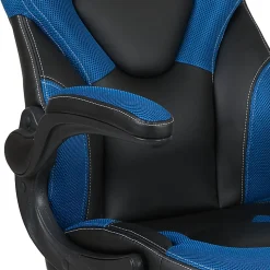 Flash Furniture X10 Ergonomic LeatherSoft™ Faux Leather High-Back Racing Gaming Chair With Flip-Up Arms, Blue/Black