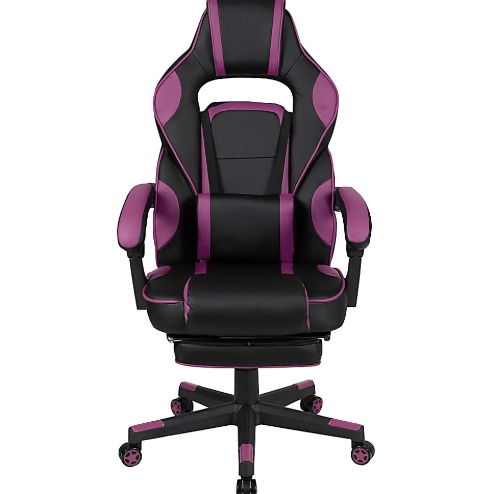 Flash Furniture X40 Gaming Chair With Fully Reclining Back And Arms, Black/Purple